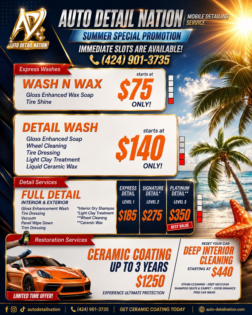 Auto Detail Nation summer special promotion poster, full size