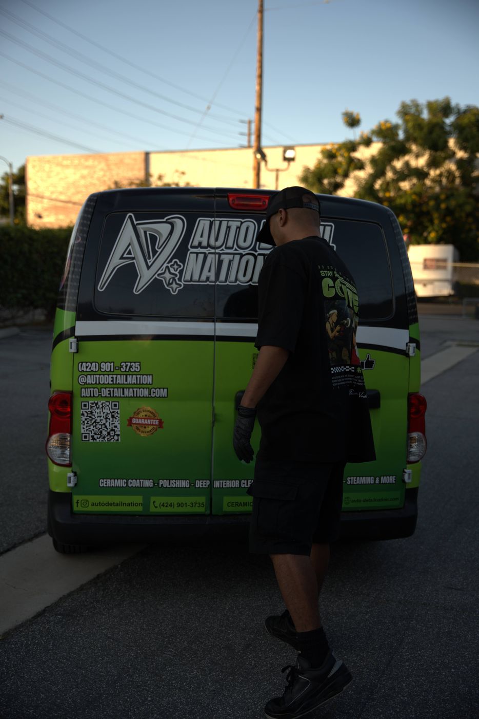 The rear of the Auto Detail Nation van